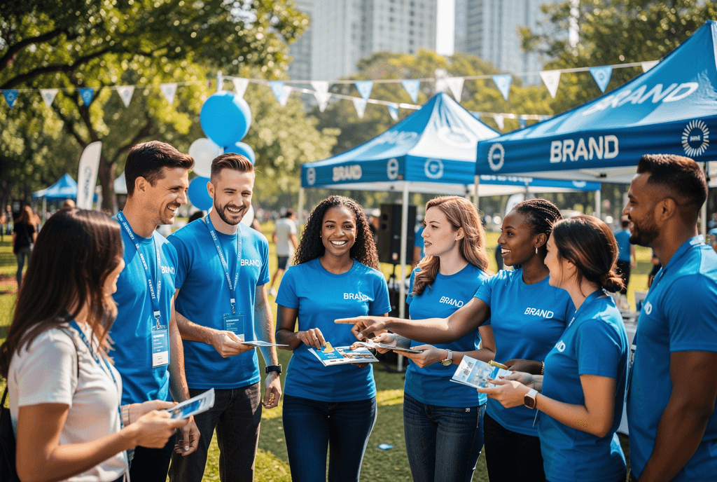 Équipe en vêtements publicitaires personnalisés